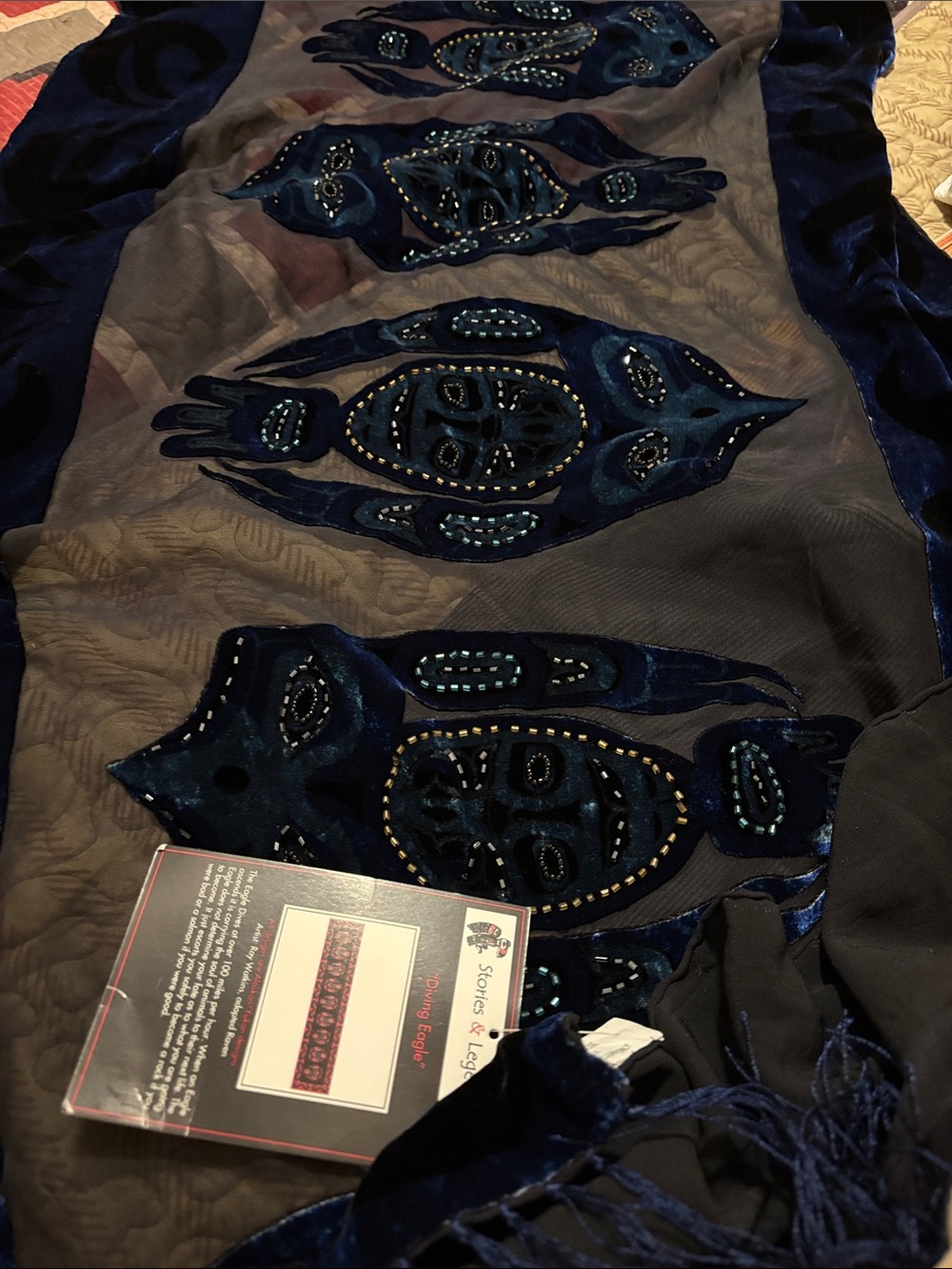 NWT Vintage Stories and Legends Diving Eagle silk scarf.